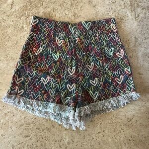ELISABETTA FRANCHI Fringed Heart Print Shorts